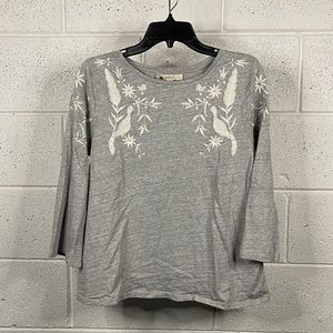 LOFT Gray Sweatshirt with White Embroidery